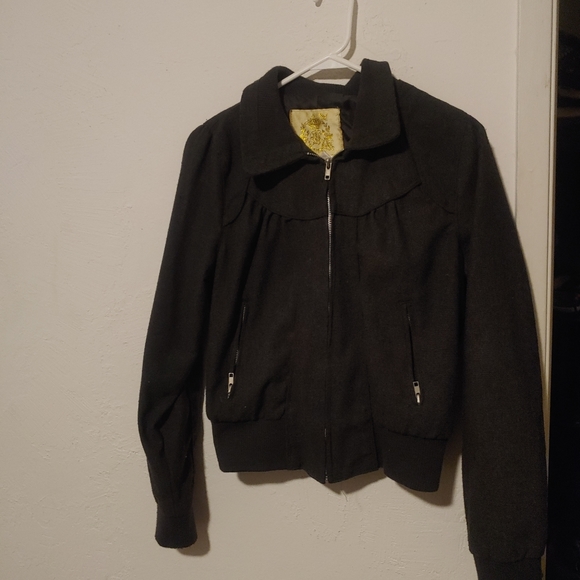 Dark Gray Wet Seal tweed style wool jacket - Picture 2 of 3